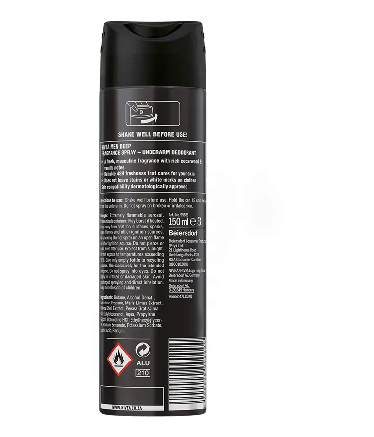 NIVEA Men Deep Fragrance Spray Spirit 150ML