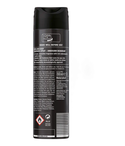NIVEA Men Deep Fragrance Spray Spirit 150ML