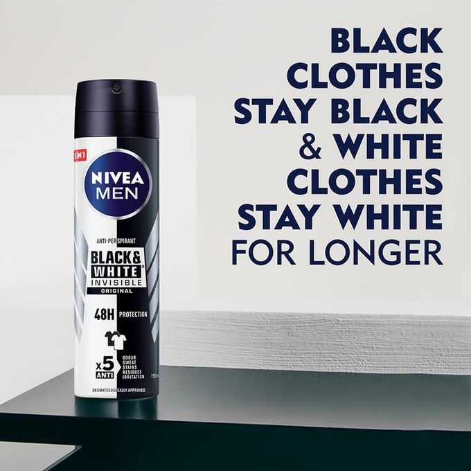 NIVEA MEN Black & White Original Anti-Perspirant Spray – 48h Protection