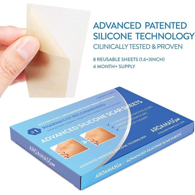 Aroamas Scar Removal Sheets – Professional Silicone Scar Treatment (8 Sheets | 4-Month Supply)