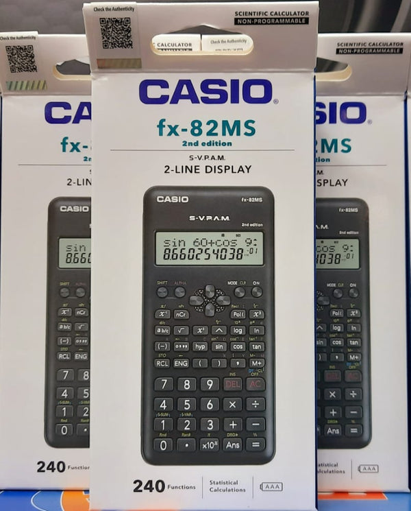 Casio Fx-82MS 2nd Edition + Housse Protection WYNGS Noire - Pack Calculatrice Scientifique 240 Fonctions + Garantie 5 Ans
