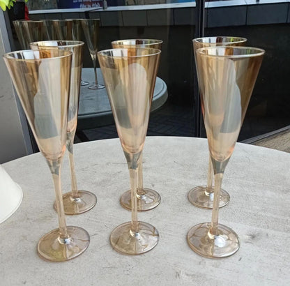 6pc gold champagne glass set