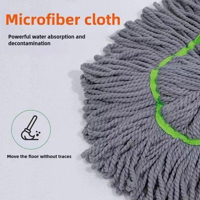 2 in 1 Self-Wringing Dehydrated Mop with Microfiber Strands for Floor Cleaning