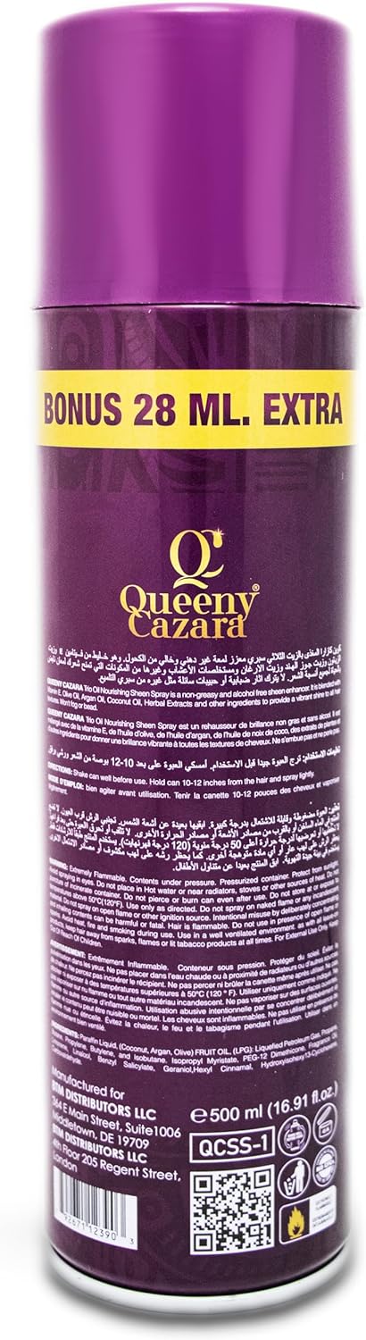 Queeny Cazara Nourishing Sheen Spray – Argan, Coconut & Olive (500ml)