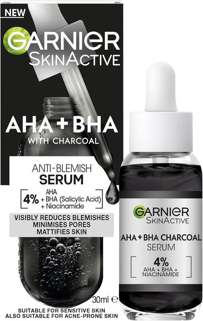 Garnier SkinActive 4% AHA + BHA (Salicylic Acid) & Niacinamide Charcoal Serum