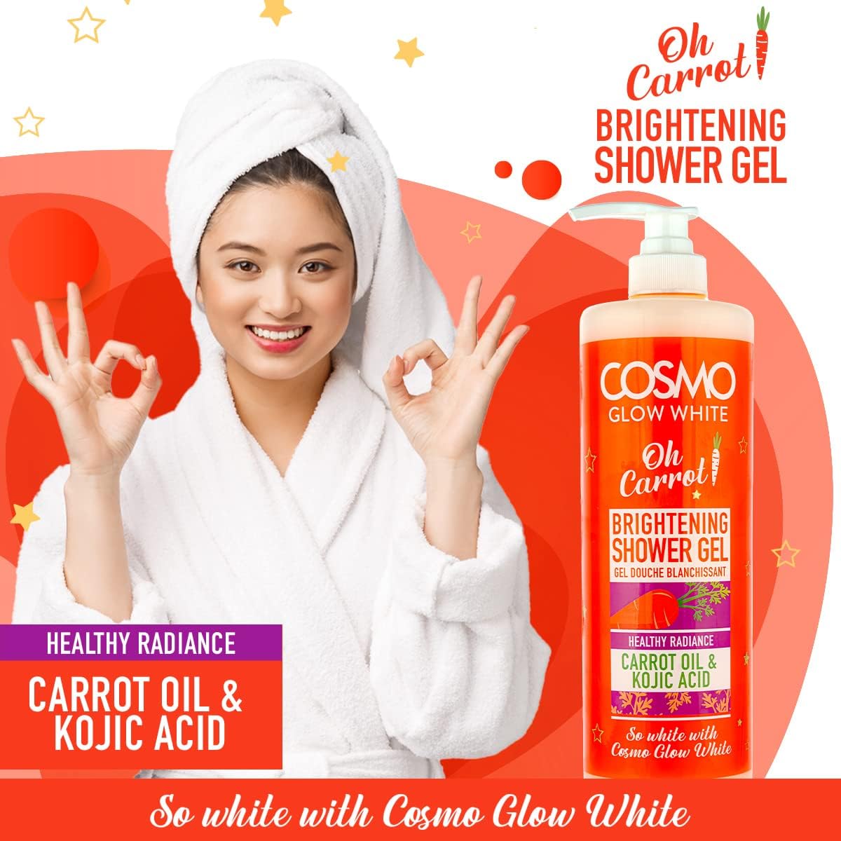 Cosmo Glow White on Carrot Brightening Shower Gel