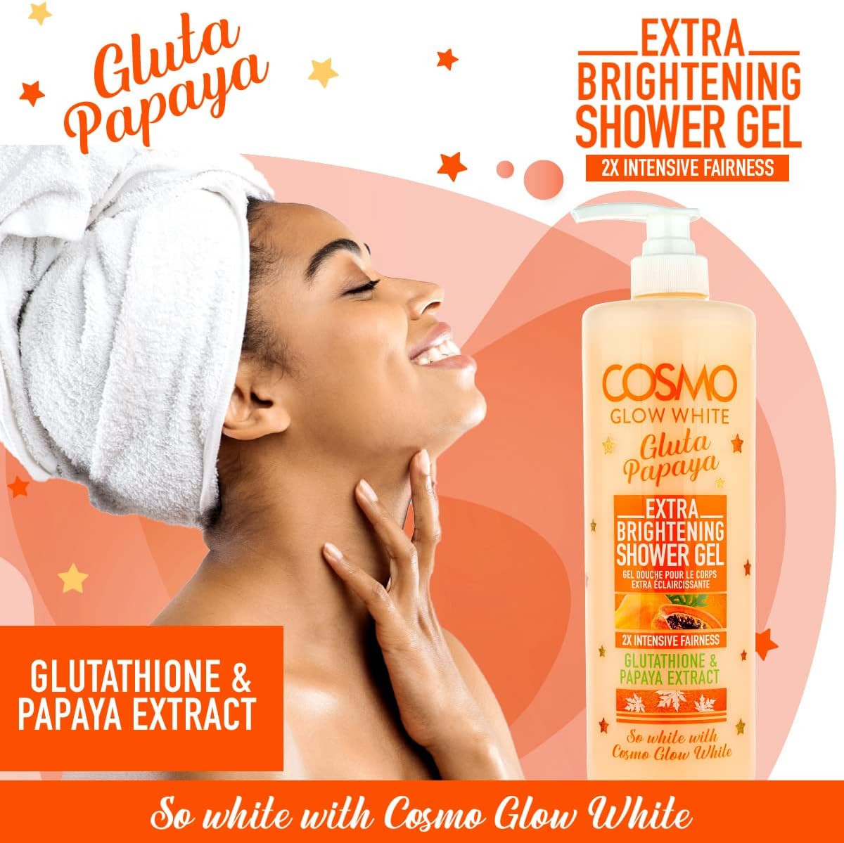 Cosmo Glow White Gluta Papaya Extra Brightening Shower Gel