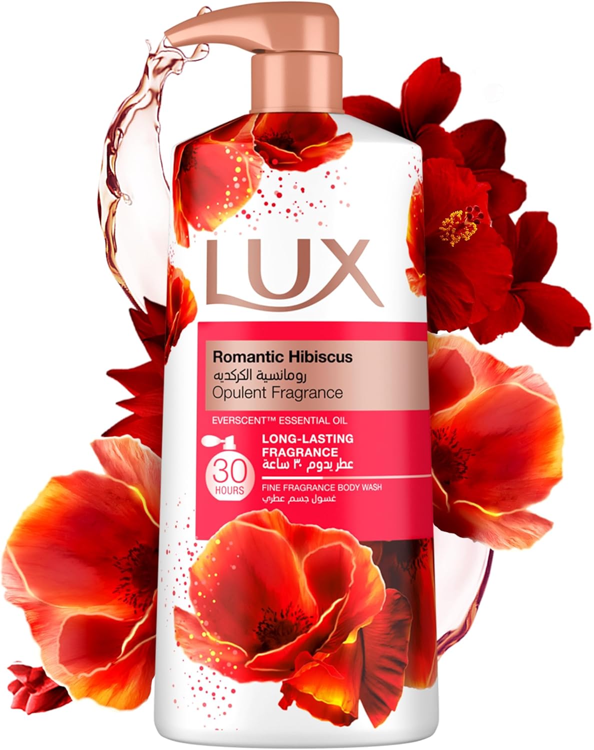 Lux Opulent Fragrance Body Wash, Romantic Hibiscus, 30H Long-Lasting Scent, with Everscent Essential Oil, 700ml