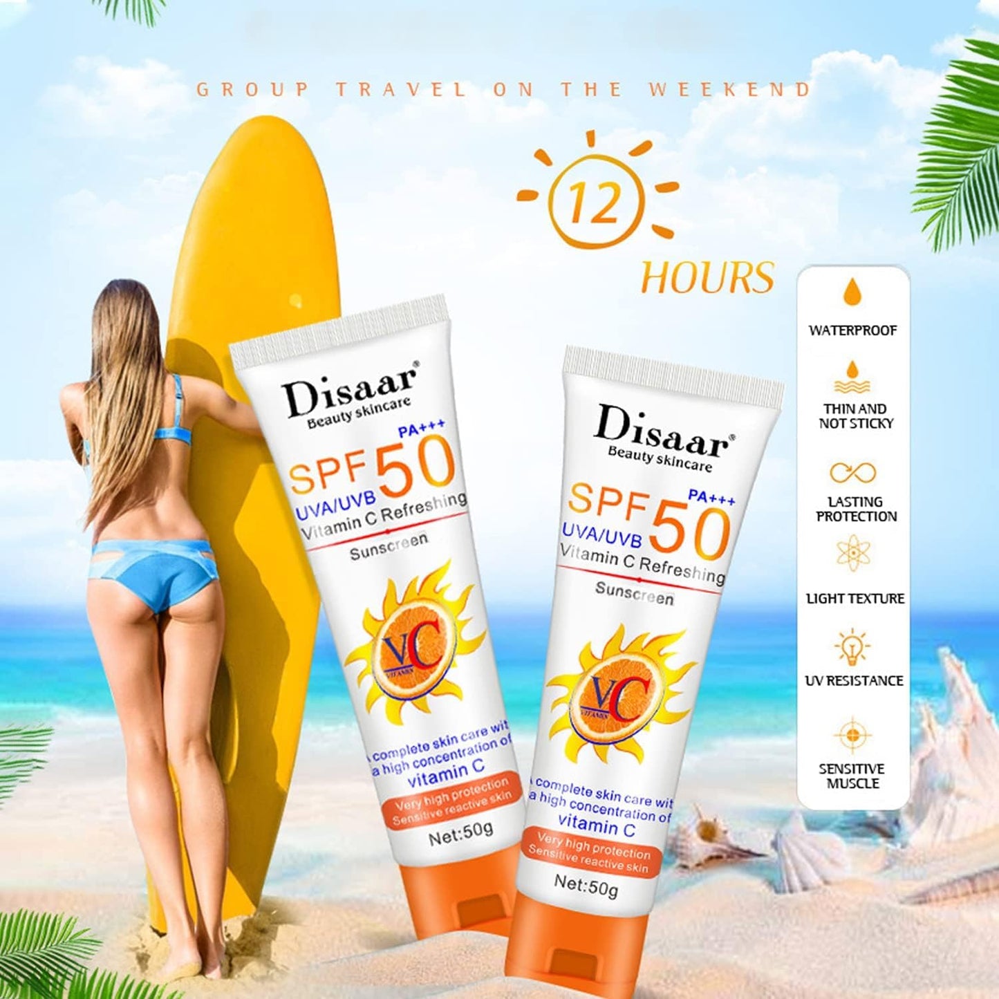 Disaar Vitamin C Refreshing Whitening Sunscreen SPF 50