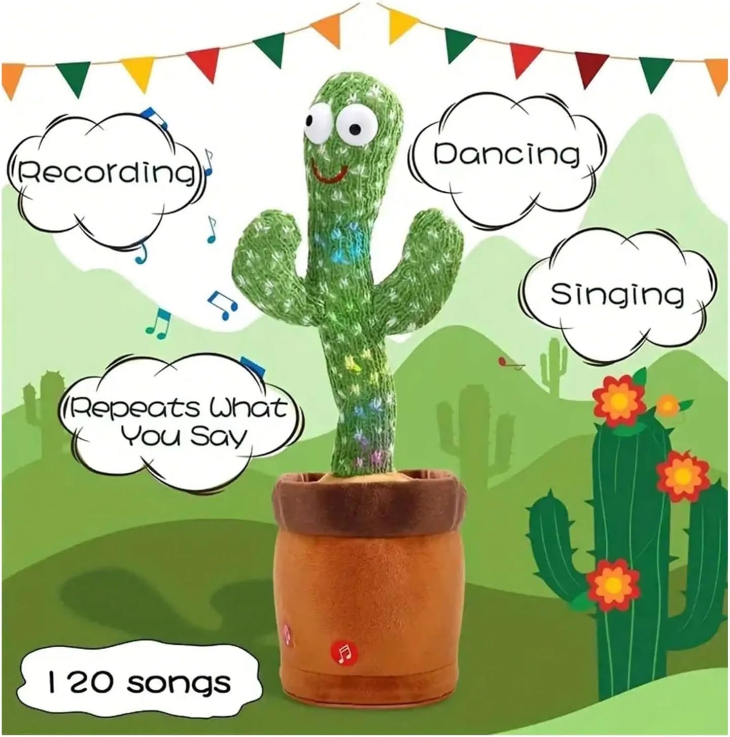 Generic 1pc-Dancing Talking Cactus Toys For Baby Boys And Girls, Singing Mimicking Recording Repeating What You Say Sunny Cactus Up Plus