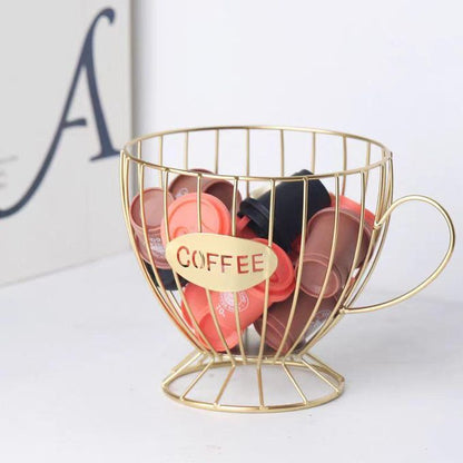 KnMn Fruit Basket & Coffee K-Cup Pod Holder – Gold Kitchen Organizer