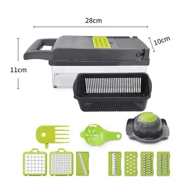 14 in 1 Professional Mandoline Slicer – Multifunctional Food Chopper Cutter with 6 Blades & Filter Basket