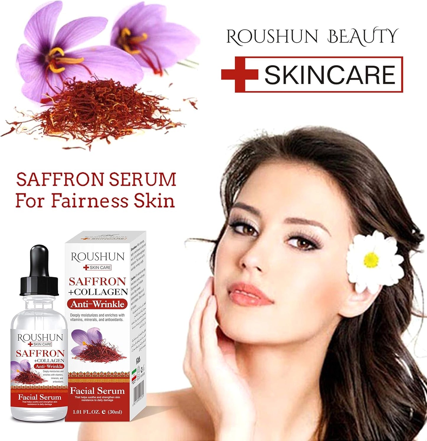 Roushun Saffron + Collagen Anti-Wrinkle Facial Serum 30mL