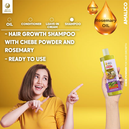 AMALICO Sulfate-Free Hair Shampoo with Rosemary Oil and Chebe Powder