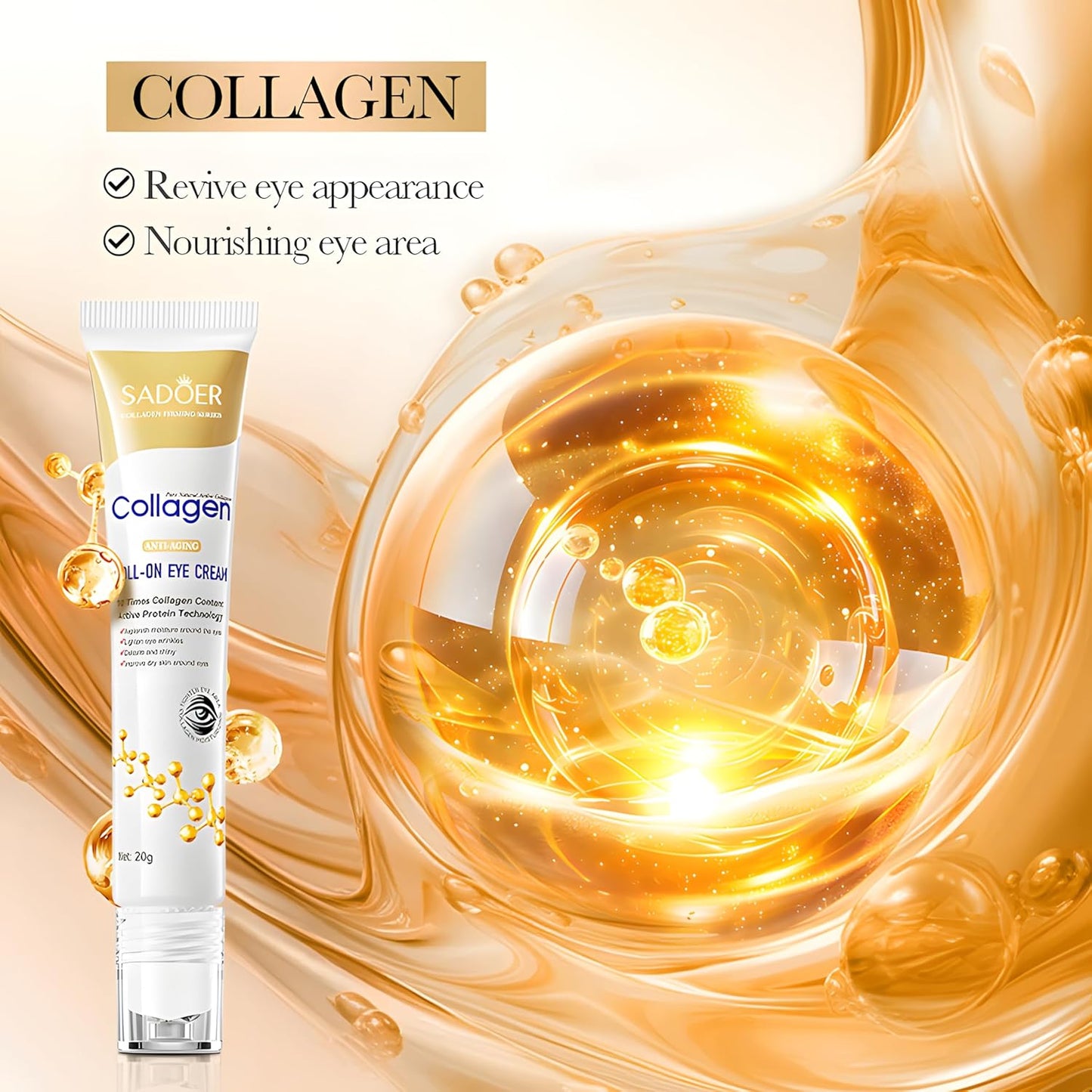 SADOER Collagen Eye Cream Retinol Eye Cream Anti Dark Circles Eye Bag Firming Skin Moisturizing Skincare Skin Care for Eyes Care