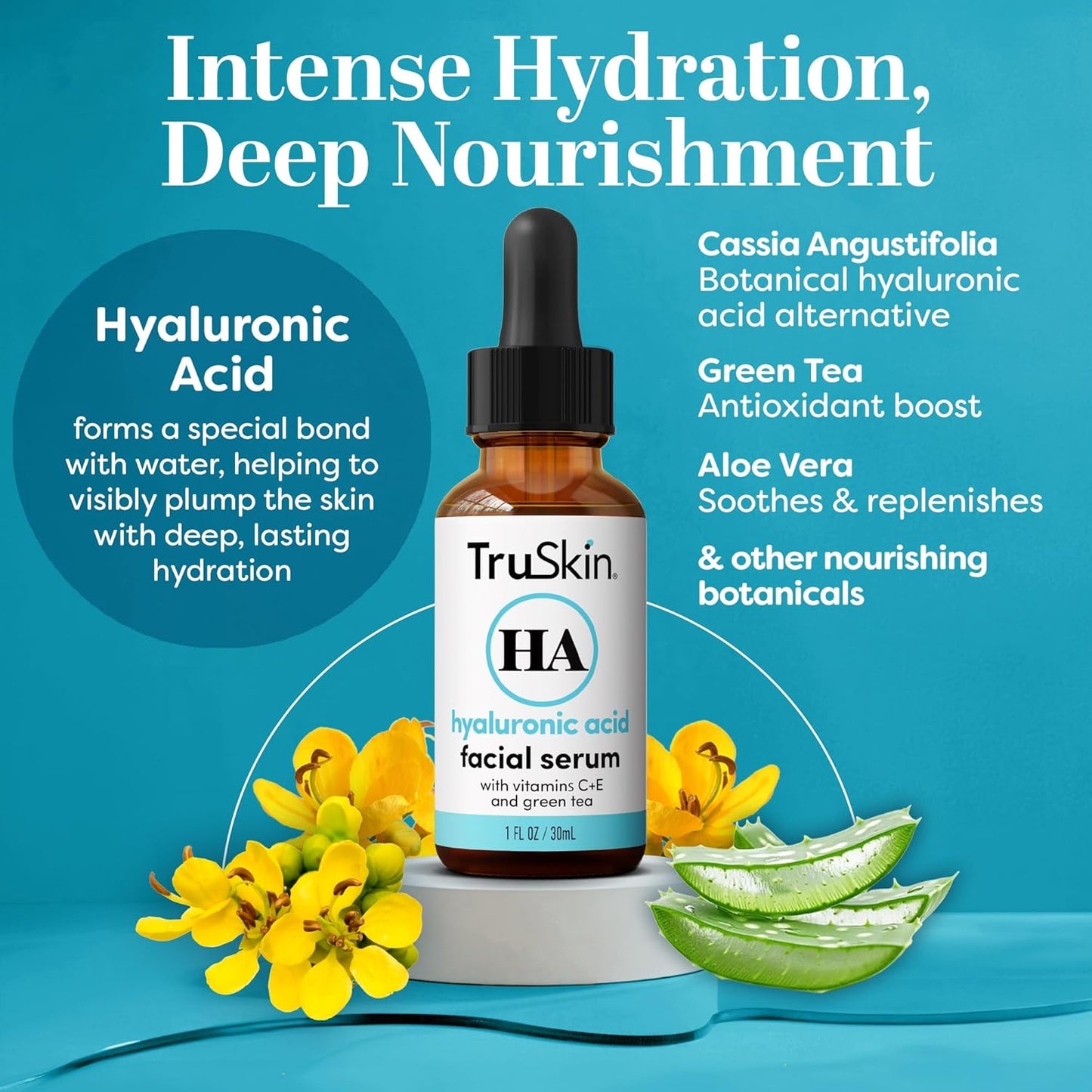 TruSkin Hyaluronic Acid Serum with Vitamin C, E, and Green Tea – 30ml
