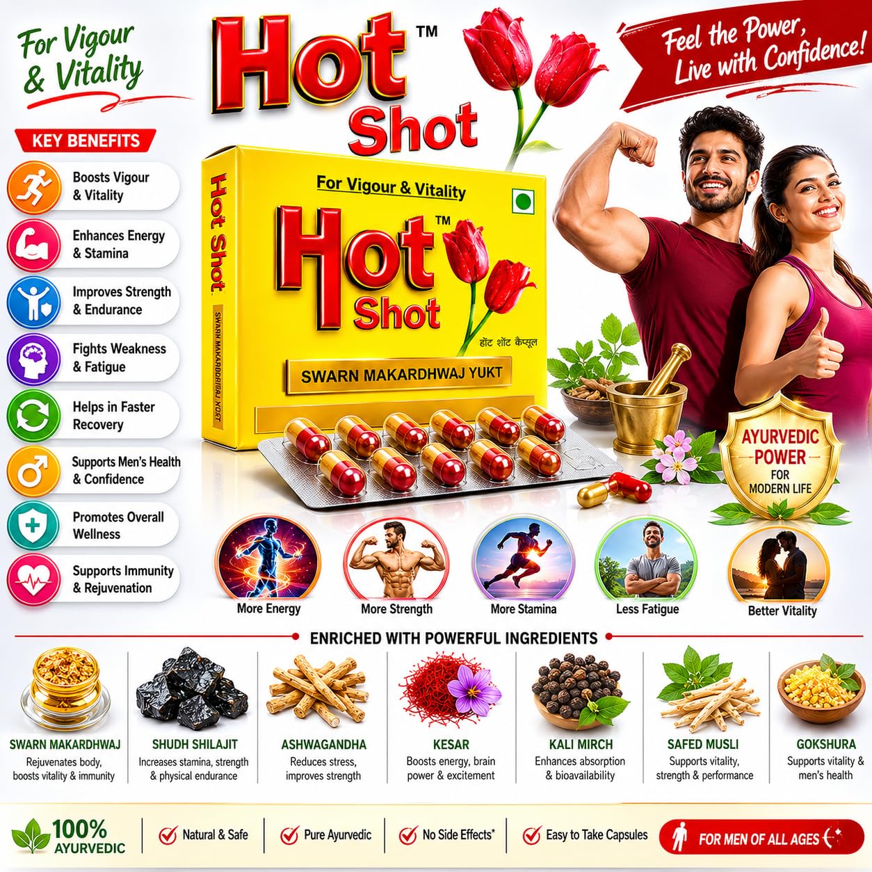 🔥 LIMITED DEAL — Hot Shot Vigor & Vitality Capsules (10 Caps) | Boosts Energy + Stamina + Circulation | KSh 2,500