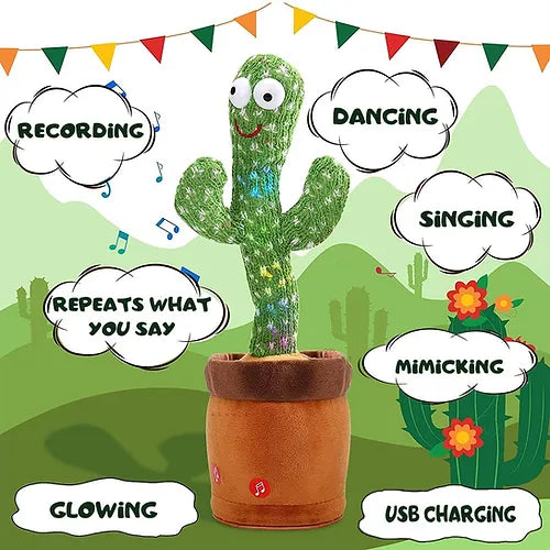 Generic 1pc-Dancing Talking Cactus Toys For Baby Boys And Girls, Singing Mimicking Recording Repeating What You Say Sunny Cactus Up Plus