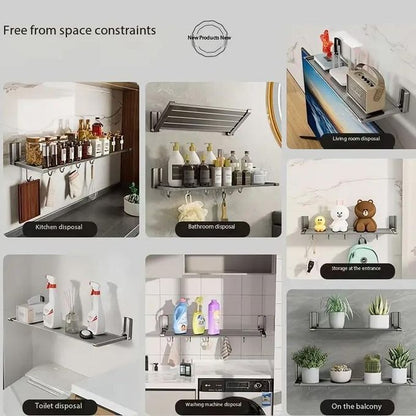 1pcs Punch-Free Wall-Mounted Folding Kitchen Rack