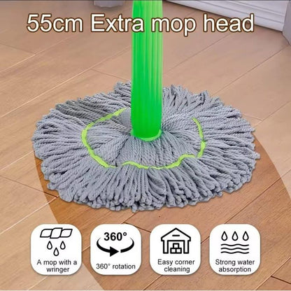 2 in 1 Self-Wringing Dehydrated Mop with Microfiber Strands for Floor Cleaning