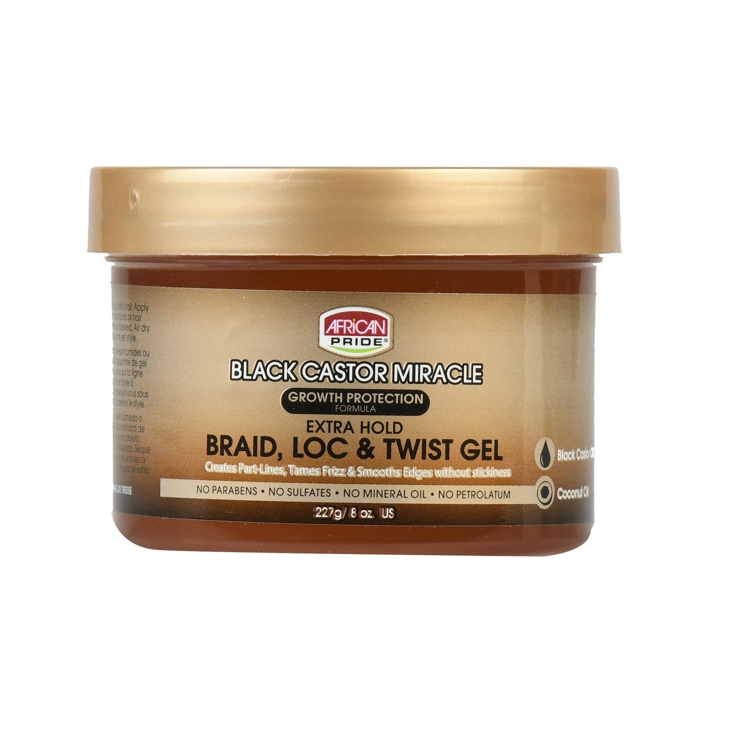 African Pride Black Castor Miracle Extra Hold Braid, Loc, & Twist Gel
