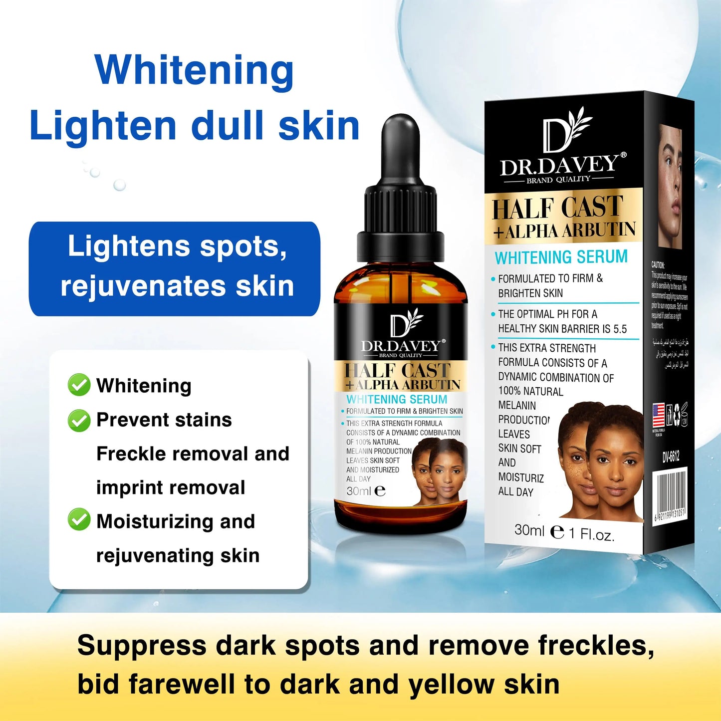 Dr. Davey Half Cast + Alpha Arbutin Serum (30ml)