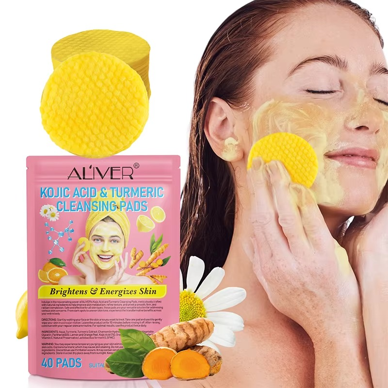 40pc Aliver  Kojic Acid Turmeric Natural Skin Brightening Cleansing Pads