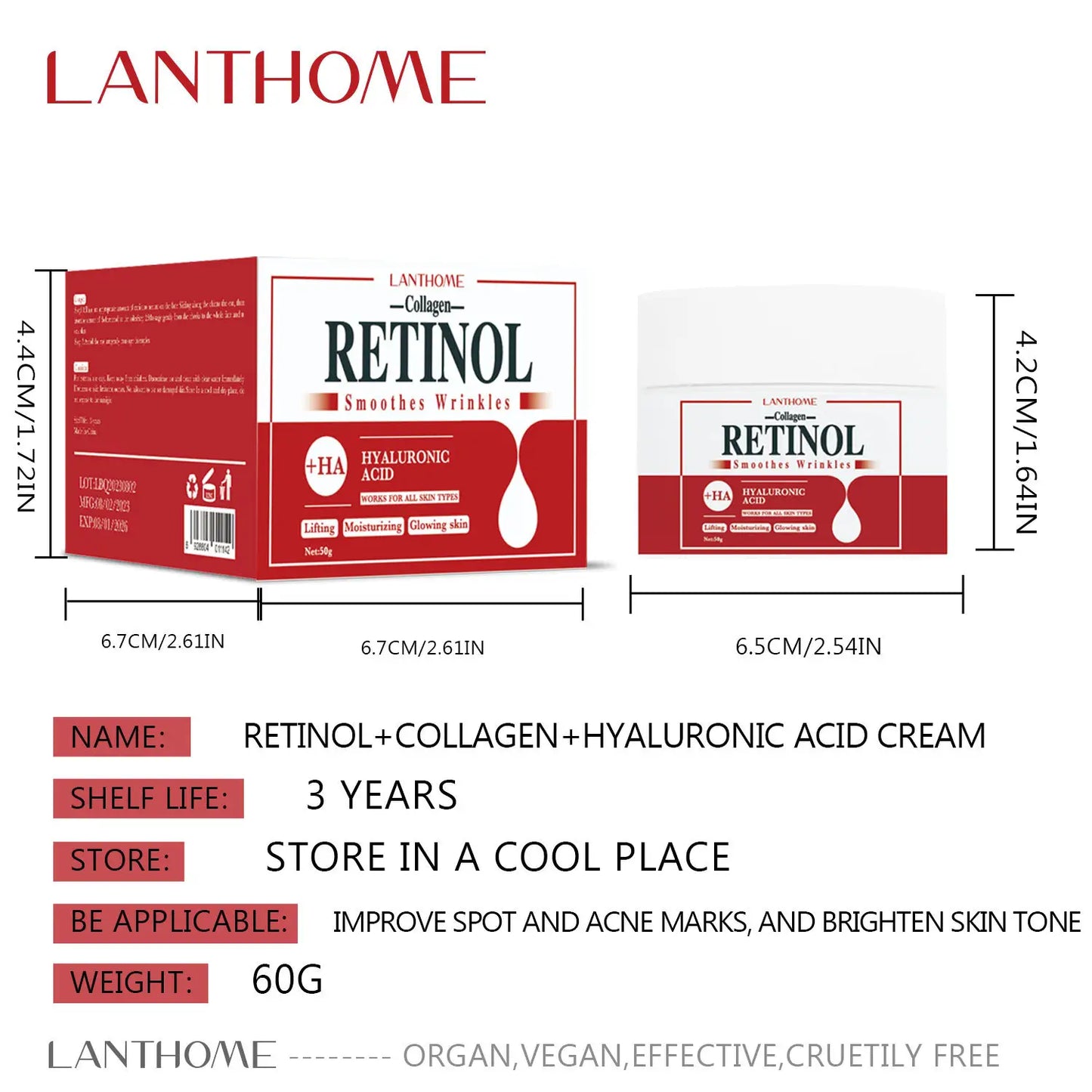 Lanthome Collagen & Retinol Face Wrinkle Remover Cream