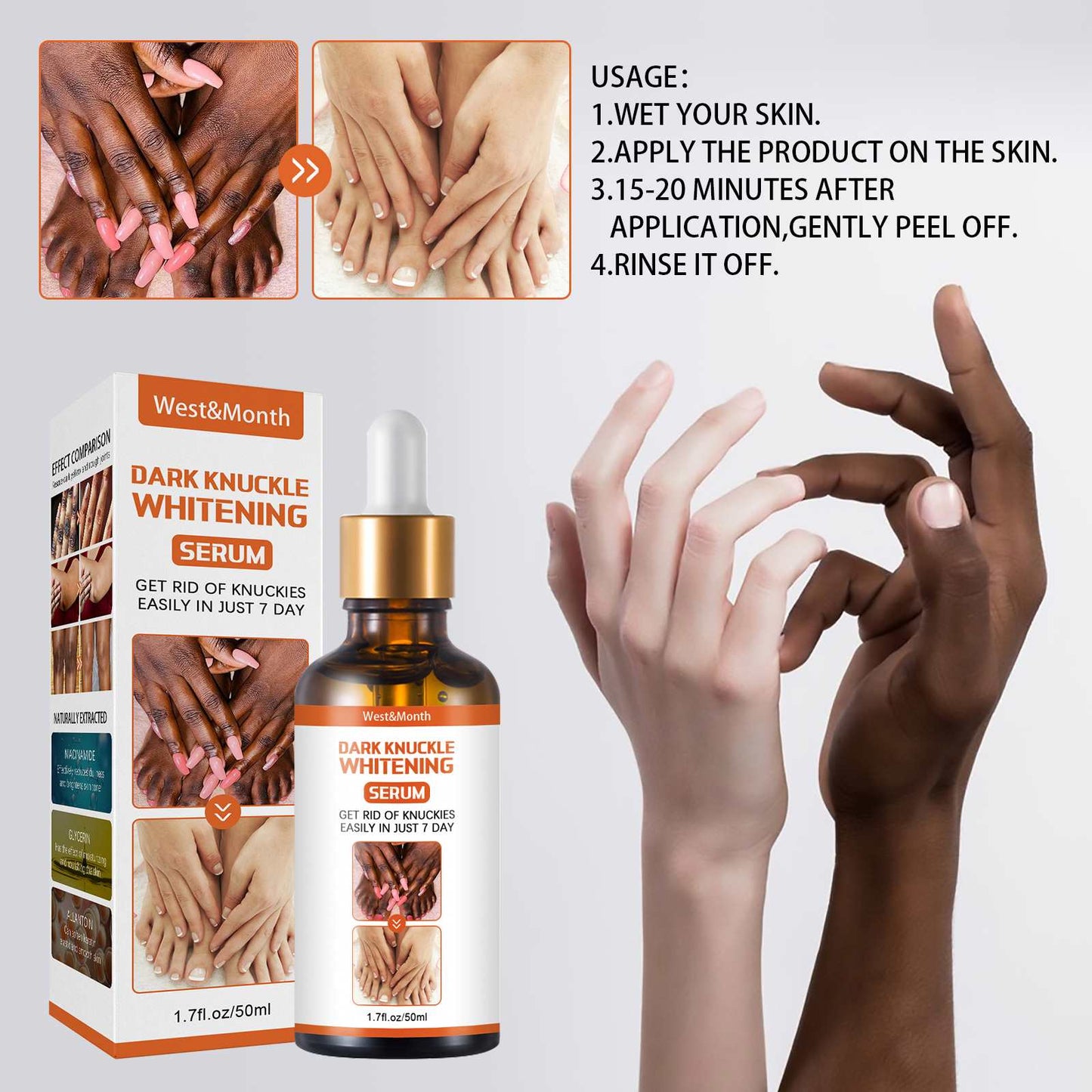 Skin Care Serum Vitamin C Brightening Whitening Skin Lifting Skin Care Serum Niainamide for Anti Aging Vitamin c Serum knucles, elbow, knees