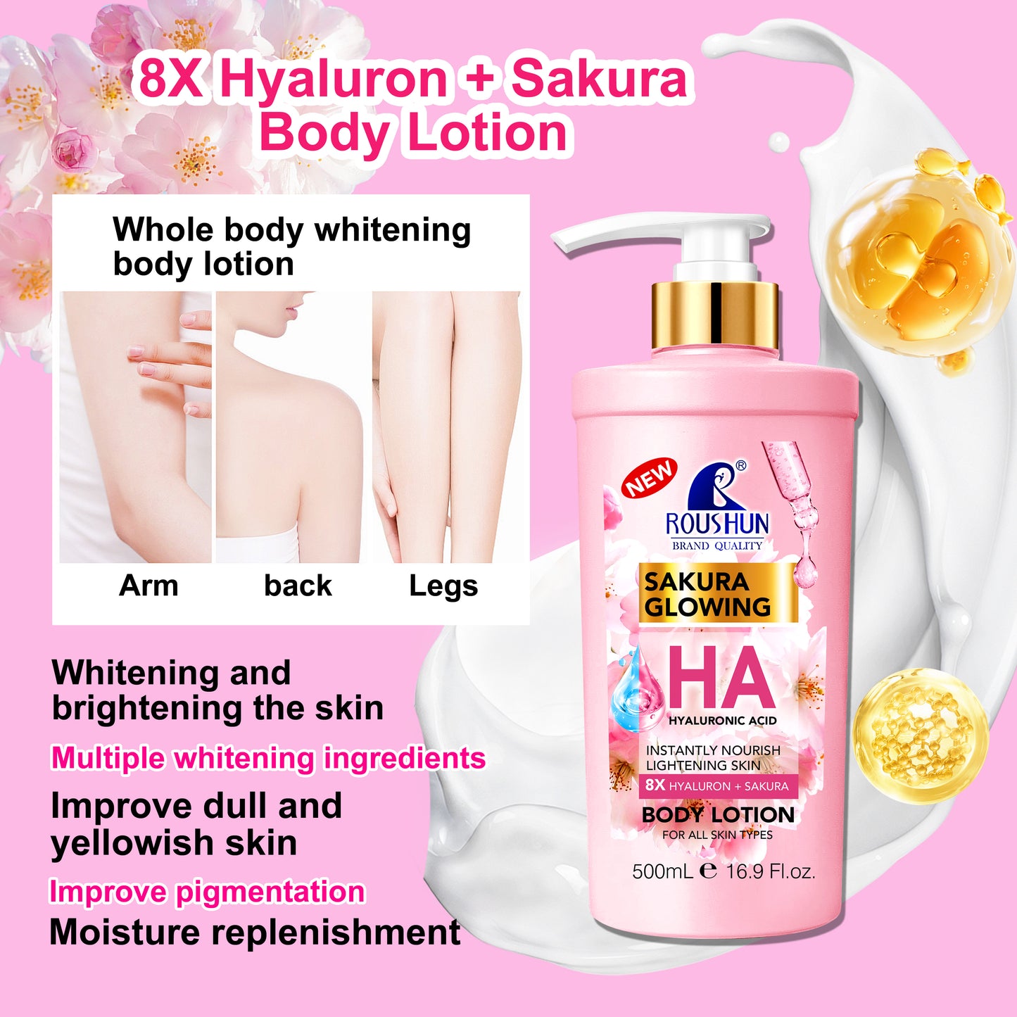 Roushun Sakura Glowing Hyaluronic Acid Body Lotion