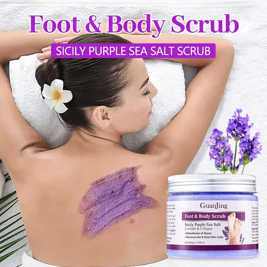 Guanjing Sicily Sea Extract Lavender & Collagen Foot & Body Scrub – 200g