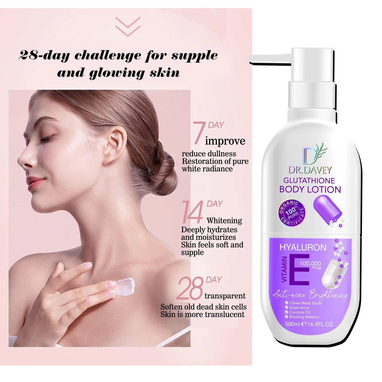 Dr. Davey Glutathione Body Lotion with Hyaluron & Vitamin E - 500ml