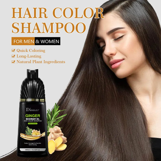 Disaar Ginger Rosemary Oil Natural Brown Hair Color Shampoo – 3-in-1 Coloring, Cleansing & Nourishing Formula