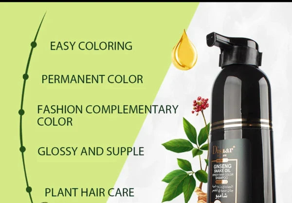 DISAAR Hair Dye 2 In 1 Ginseng & Oil Black Hair Color Permanent Shampoo For Men And Women