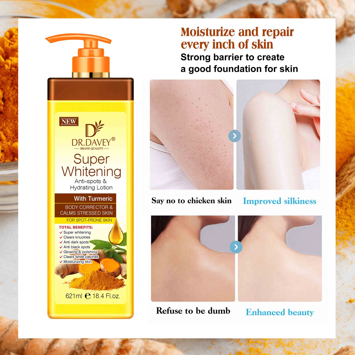 Dr. Davey Super Whitening Anti-Spots & Hydration Lotion with Turmeric