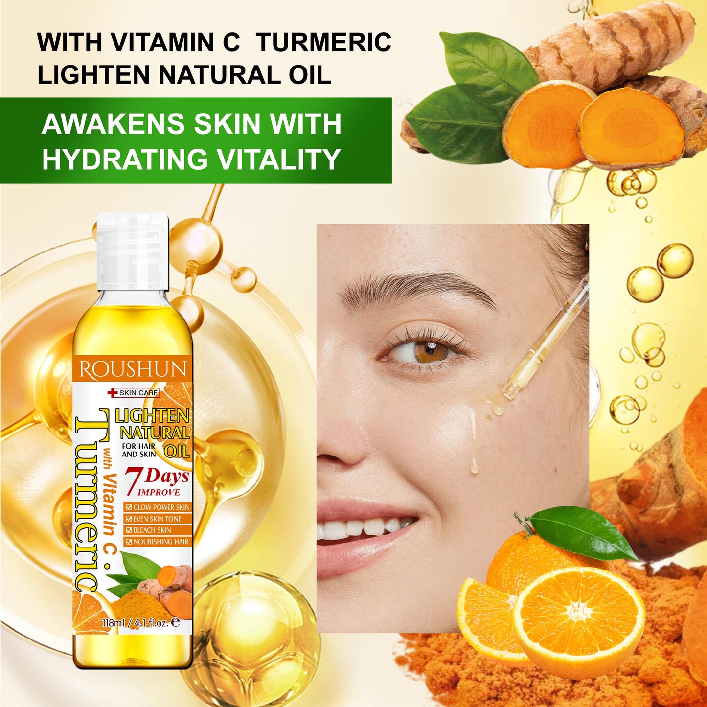 Roushun Turmeric 7 Days Lighten Natural Oil