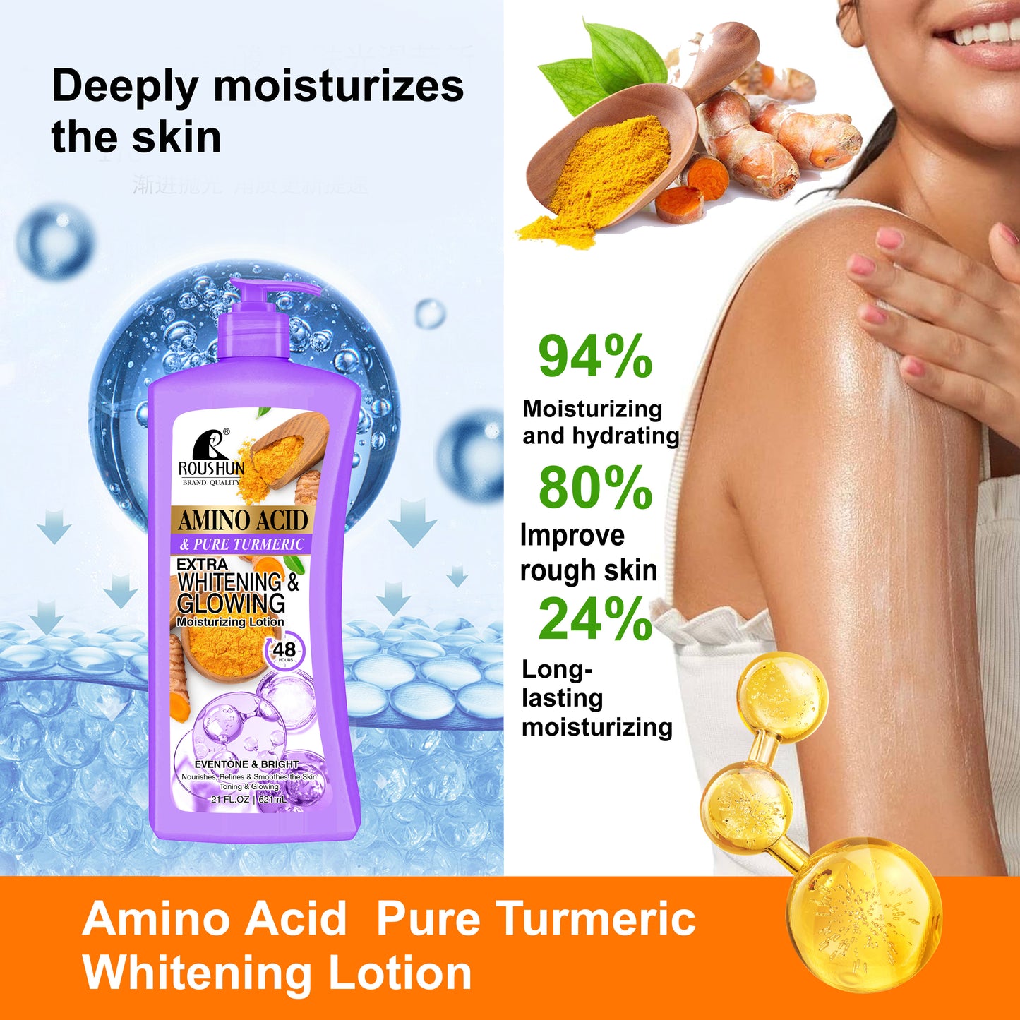 Roushun Amino Acid & Pure Turmeric Moisturizing Lotion