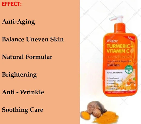 O'CARLY Organic Turmeric Body Lotion Anti aging,Anti-acne, Smoothing, Skin Moisturizing Brightening, revitalizing Vitamin C Body Lotion