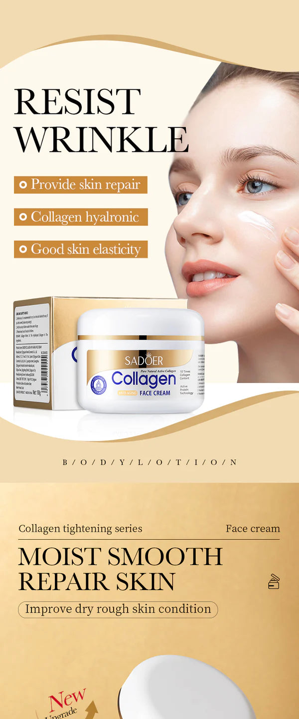 SADOER Natural Organic Collagen Hydrating Anti Aging Face Whitening Cream For All Skin