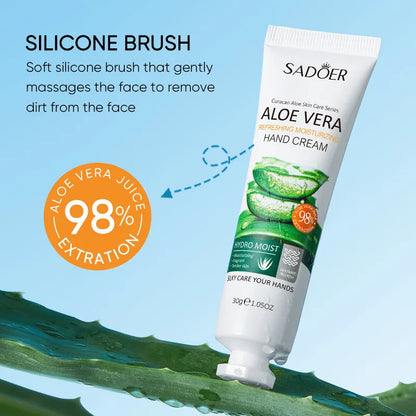 Aloe Vera Hand Cream Hydro Moist Refreshing Silky Texture Deep Nourishment Relieve Dry Rough Hands Portable Travel Hand Care 30g