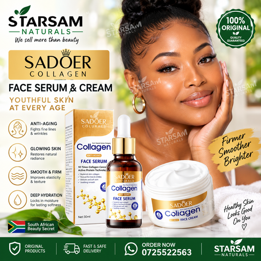 🔥 ORDER 1, WE SEND 2 — SADOER Collagen Serum + Cream Anti-Aging Combo | Firms Skin + Fades Wrinkles + Deep Hydration | KSh 1,800