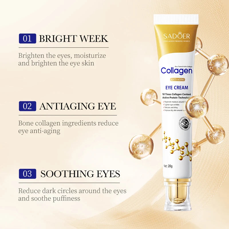 SADOER collagen anti-wrinkle eye cream, anti-aging, reducing dark circles, brightening and moisturizing the skin around the eyes
