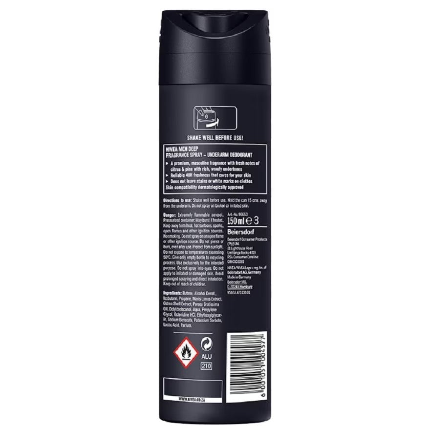 NIVEA Men Deodorant Spray Deep Fragrance Drive 150ML