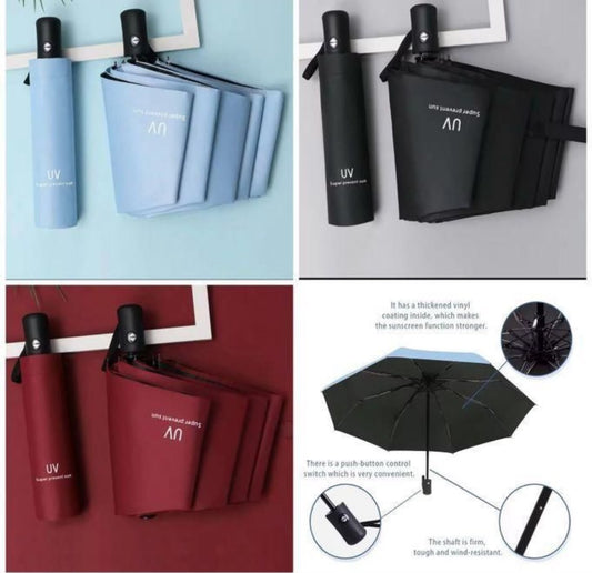 8-Rib Automatic Travel Umbrella with UV Protection