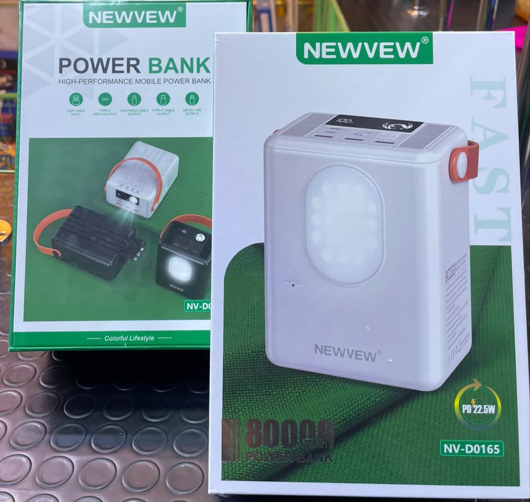 🔥 LIMITED DEAL — NEWVEW NV-D0165 80,000mAh Power Bank | 22.5W PD, LED Torch & Built-In Cables | KSh 8,500