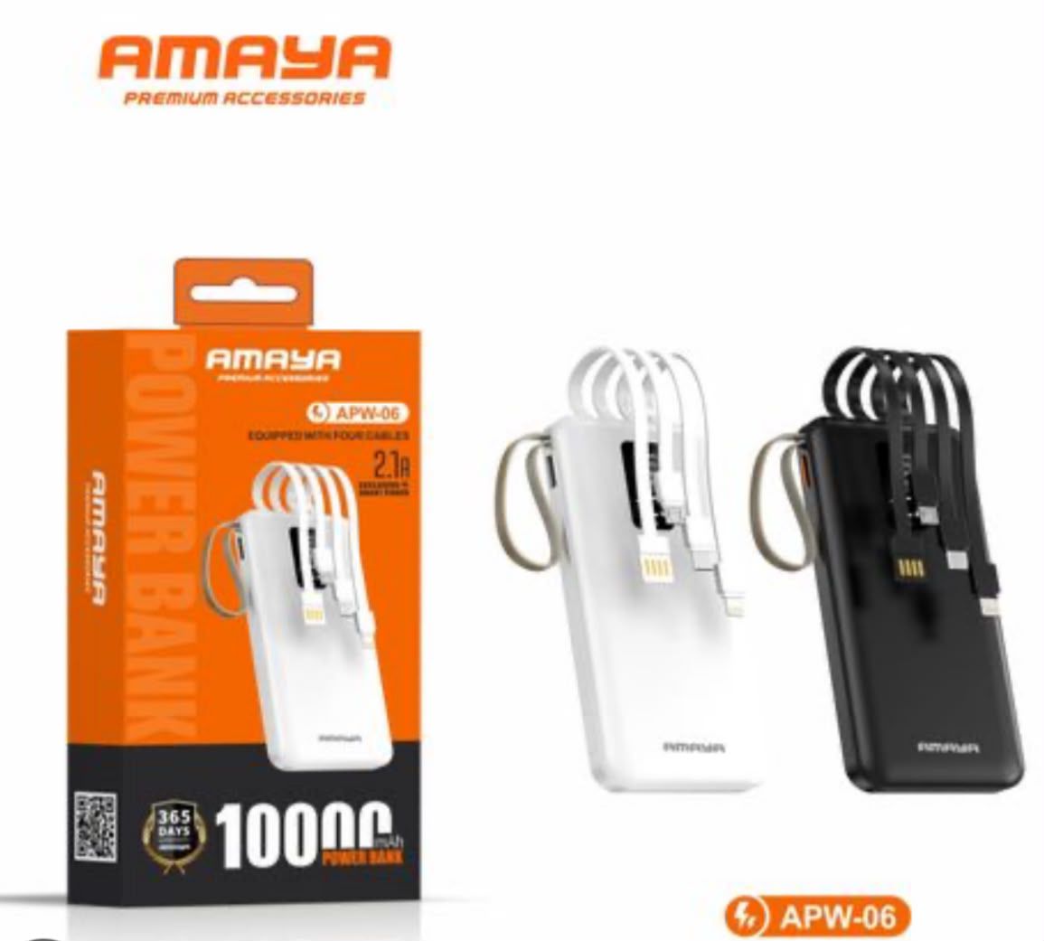 🔥 LIMITED DEAL — Amaya APW-06 10,000mAh Power Bank | 4 Built-In Cables & 2.1A Output | KSh 1,850
