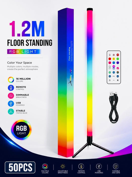 1.2m RGB Floor Lamp | Colour Options + Dimmable Brightness + Remote Control | KSh 2,200