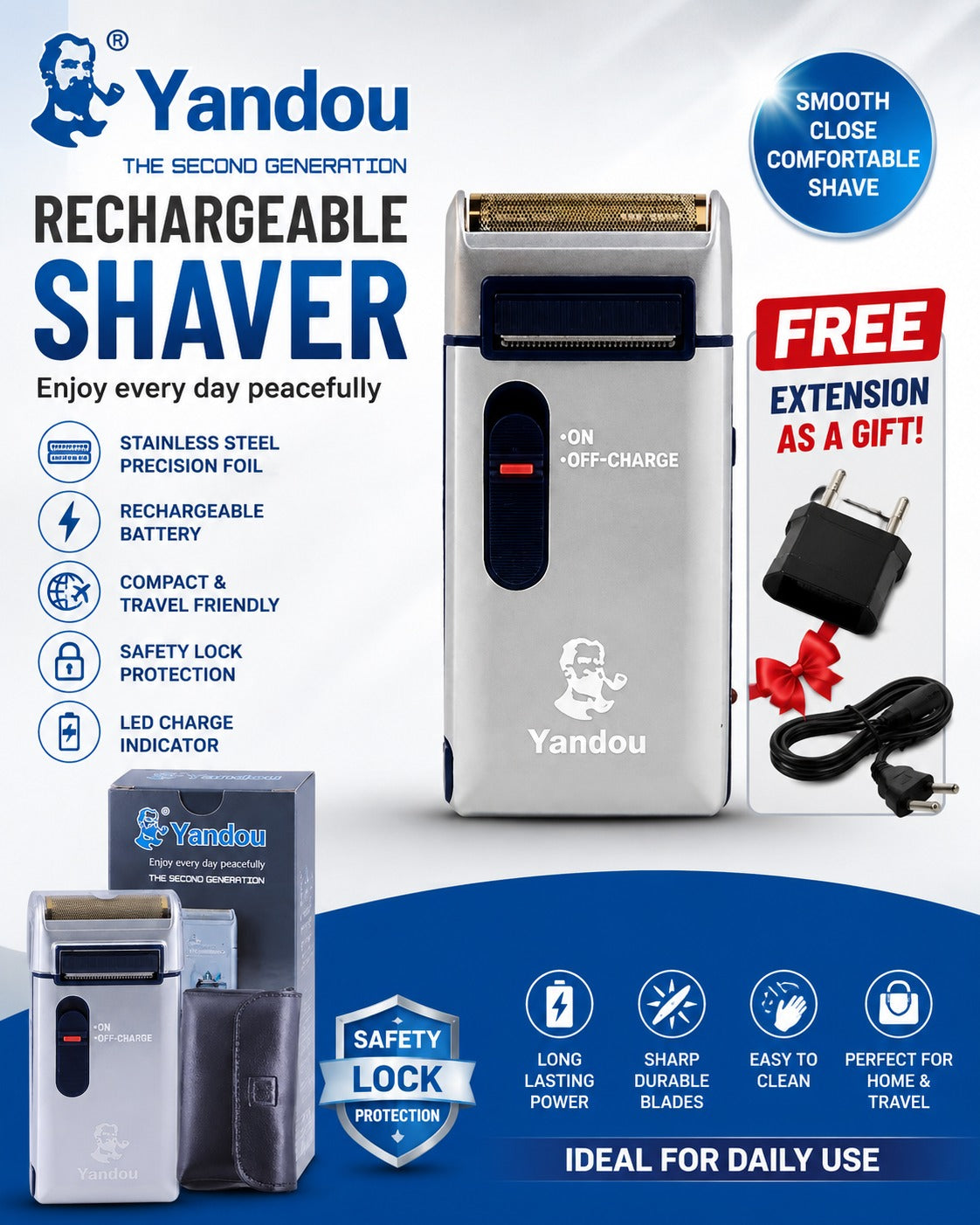 🔥 SALE — Yandou Elegant Rechargeable Shaver | Smooth Skin + No Irritation | Men & Women | KSh 1,800