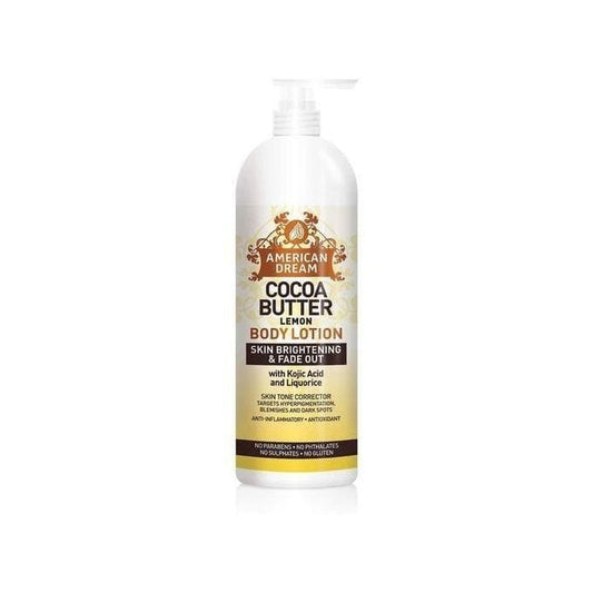 American Dream Cocoa Butter Brightening Body Lotion With Lemon Oil & Vitamin E – Skin Softening & Even Tone Moisturizer