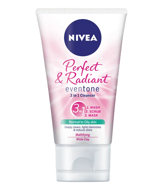 NIVEA Perfect & Radiant 3-in-1 Cleanser – Cleanse, Exfoliate & Mask